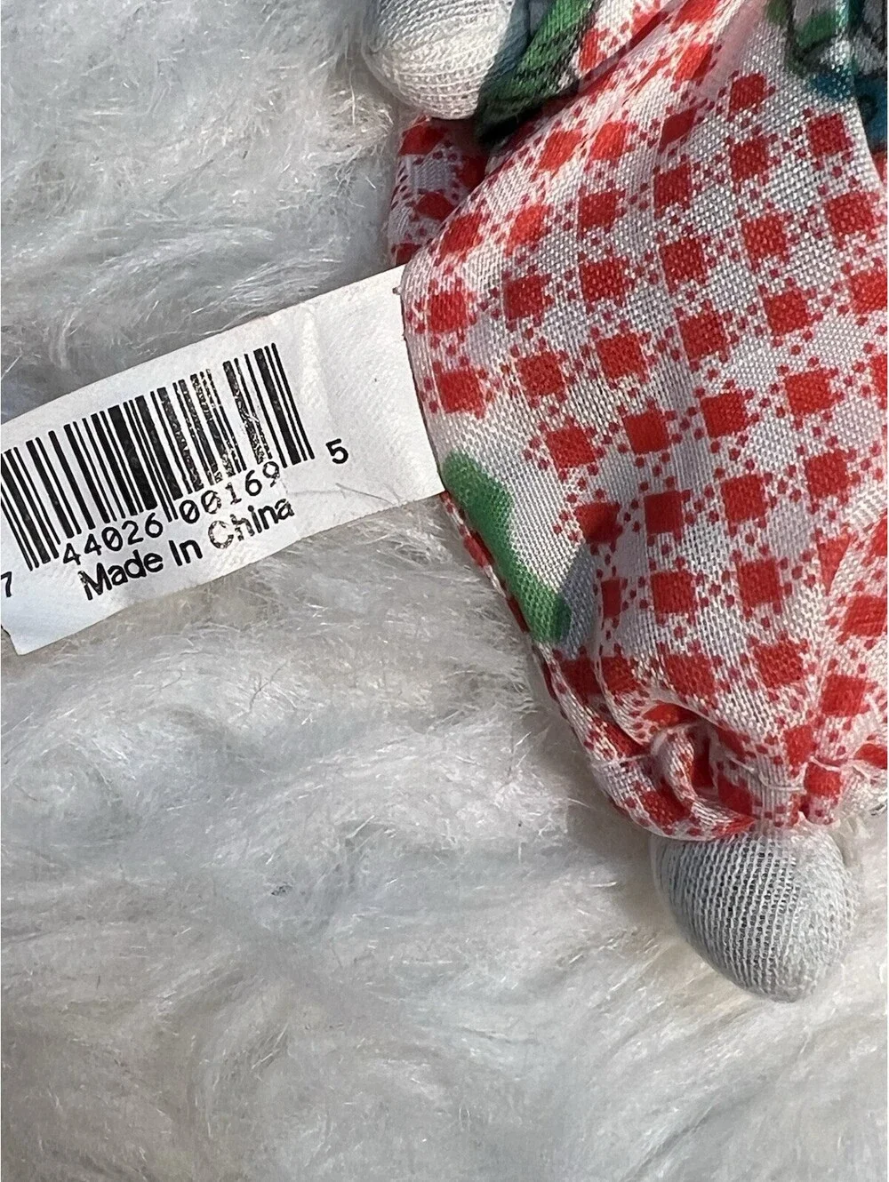 Vintage Porcelain Clown Dolls Sand Bag: Red Checkered Outfit & Brown Hair
